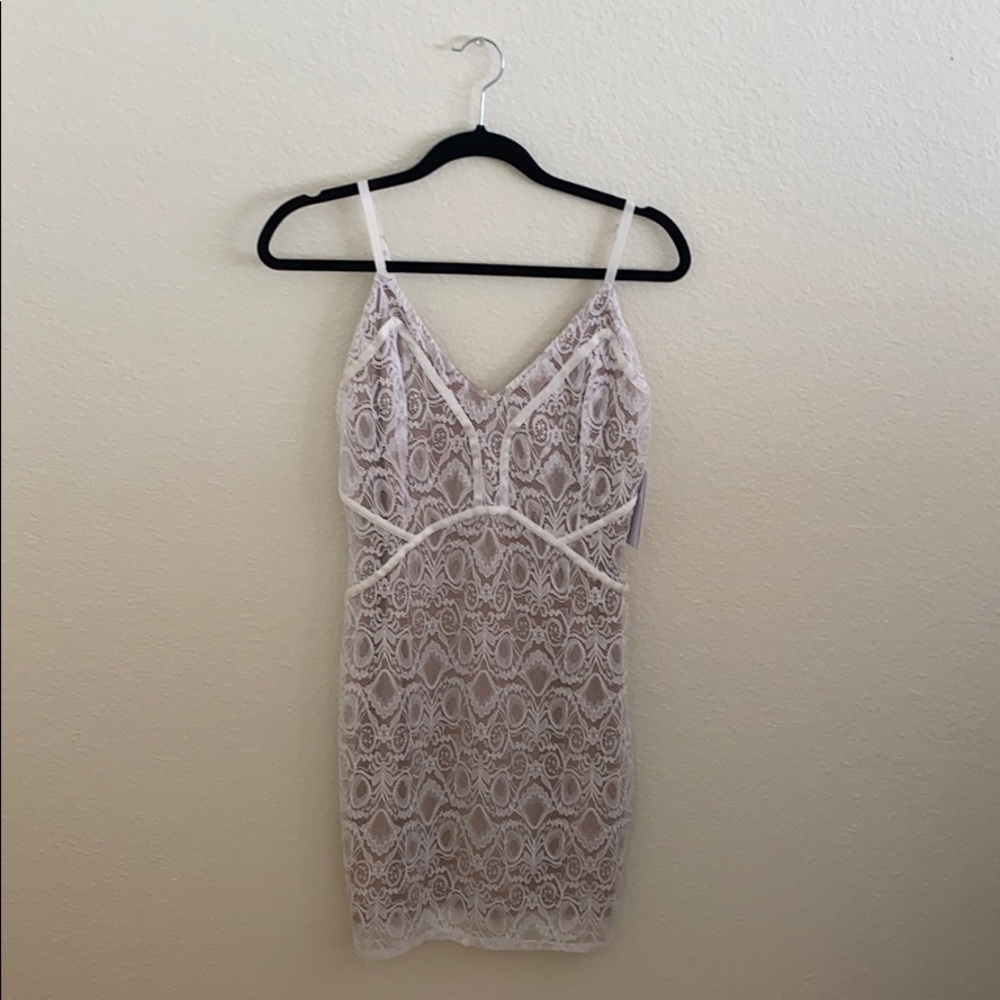 Guess White Lace Overlay Dress - Medium